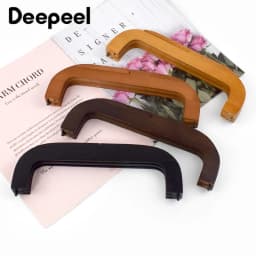 Deepeel 1pc 25cm Wooden Bag Frame Handles Kiss Lock Clutch Handbag Woven Bags Wallet Closure Brackets DIY Handle Accessories