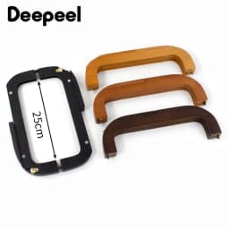 Deepeel 1pc 25cm Wooden Bag Frame Handles Kiss Lock Clutch Handbag Woven Bags Wallet Closure Brackets DIY Handle Accessories