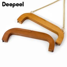 Deepeel 1pc 25cm Wooden Bag Frame Handles Kiss Lock Clutch Handbag Woven Bags Wallet Closure Brackets DIY Handle Accessories