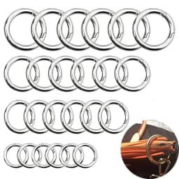 2Pcs Silver Metal Spring O-Ring Buckles Clips Carabiner Purses Handbags Buckles Round Push Snap Hooks DIY Accessories