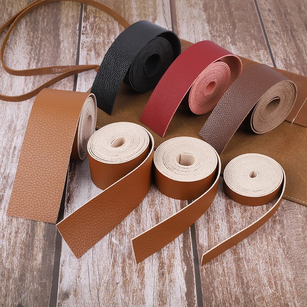 Microfiber Leather Tape Lychee Patte Soft Leather Cord for DIY Handmade Jewelry Bag Accessories Clothing Belt (2 Meters/Pieces)