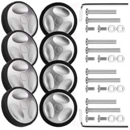 8Pcs 60mm Universal Silent Luggage Wheels Replacement, Silver Rubber Suitcase Caster Repair Kit with Screws for Travel Trolley