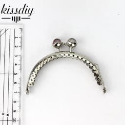 KISSDIY 10PCS 8.5cm Colorful Crystal Bead Metal Purse Frame Semicircle Silver Lace Coin Kiss Purse Clasp Lock