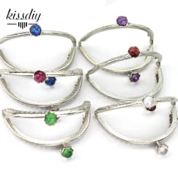 KISSDIY 10PCS 8.5cm Colorful Crystal Bead Metal Purse Frame Semicircle Silver Lace Coin Kiss Purse Clasp Lock