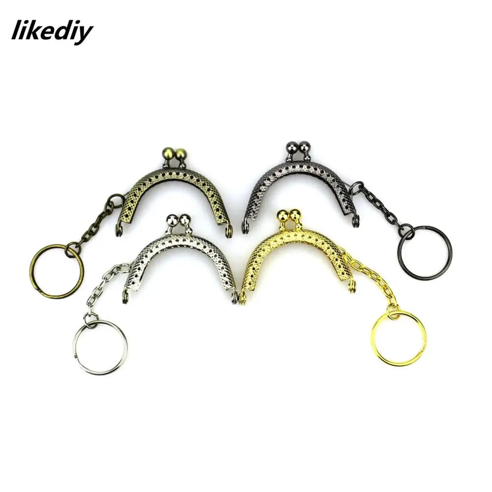20 Pcs/Lot 5 CM Golden/Bronze/Silver/Gun Black Half Round Metal Purse Frame Kiss Clasp Lock With Key Ring Bag Parts Accessories