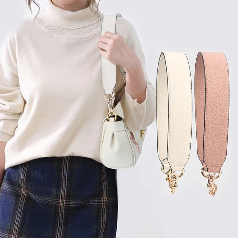 58cm Leather Bag Strap Handle Short Shoulder Belt Gold Buckle for Women Crossbody Handbag Replacement Strap Accessory 3.8cm Wide