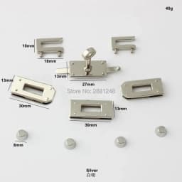 1/5/15Sets Gold/Silver Zinc alloy A set Metal Lock Rectangle Eyelets Plate For Handbags Bag Hook Clasps Rivet Accessories