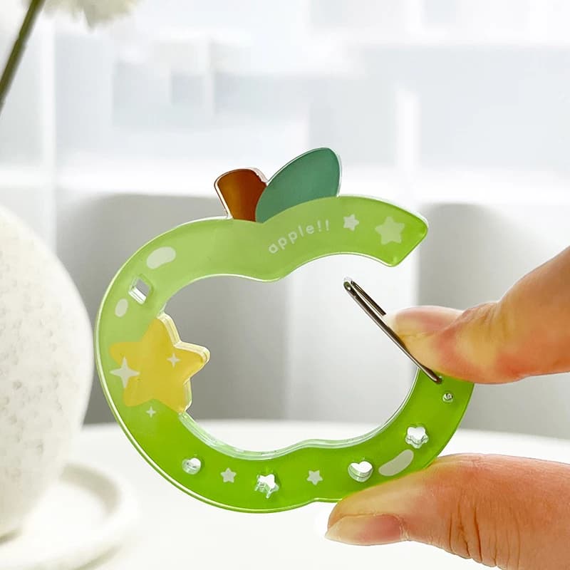 Ins Cute Acrylic Cartoon Keychain Fruit Shape Climbing Button Carabiner Bag Decorative Keychain Bag Pendant Hook Key Hanging