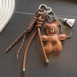 1 Piece Leather Little Bear Woven Rope Backpack Pendant Decoration Fashion DIY Keychain Bag Accessories