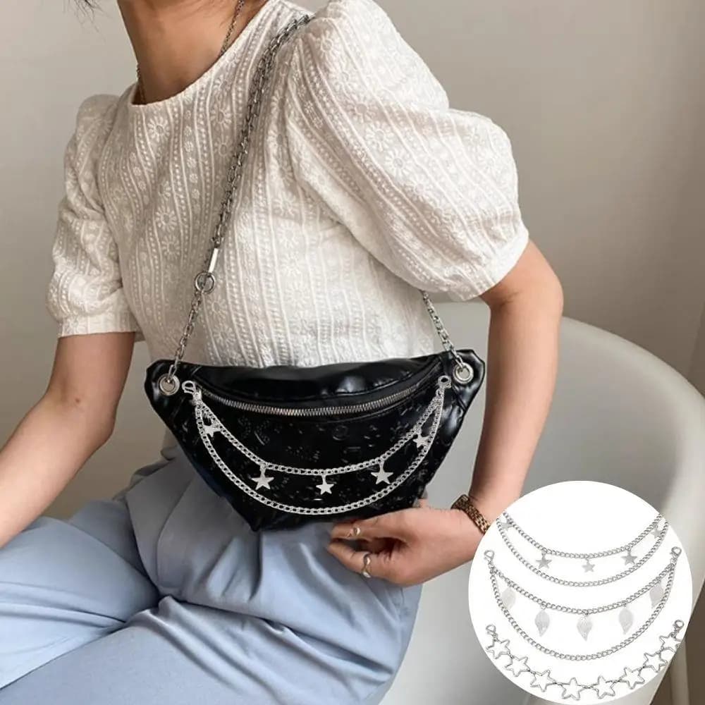 Multi-layer Metal Bag Chain DIY Handles Heart Star Pendant Shoulder Bag Chain DIY Jewelry Accessory With Lobster Buckle Pendant