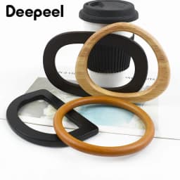 2Pcs Deepeel Solid Wood Bag Handle Women's Handbag Wrist Ring Handles Woven-Bag Purse Frames DIY Bags Replacement Accessories