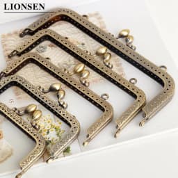 LIONSEN DIY Antique Bronze Flower Bud Head Metal Purse Frame Handle Kiss Clasp Lock for Bag Sewing Craft Tailor Accessories
