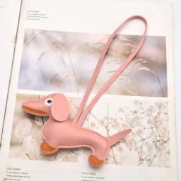 Adorable Dachshund Charm Pendant, Leather Material, Women's Bag Accessory, Exquisite Style