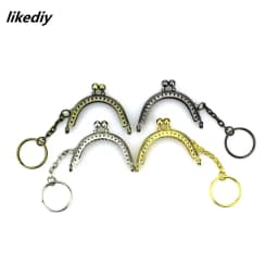 4 Pcs/Lot 5 CM Golden/Bronze/Silver/Gun Black Half Round Metal Purse Frame Kiss Clasp Lock With Key Ring Bag Parts Accessories