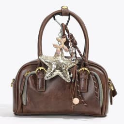 Fashion Starfish Keychain with Cute Balloon Dog Leather Charm Maximalist Braided Rope Bag Ornaments Women's Accessory