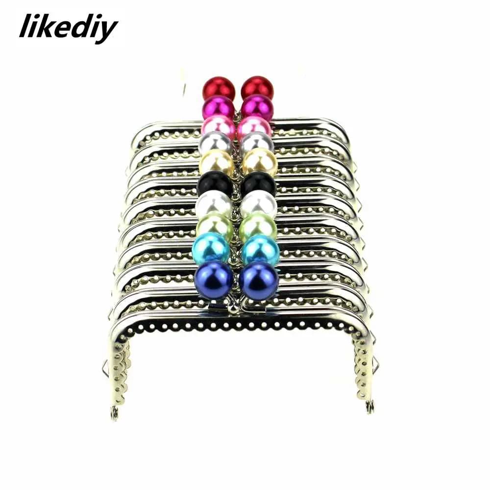 10 Pcs/Lot 10.5 CM Candy Pearl Head Square Silver Metal Purse Frame Kiss Clasp Lace DIY Bag Accessories