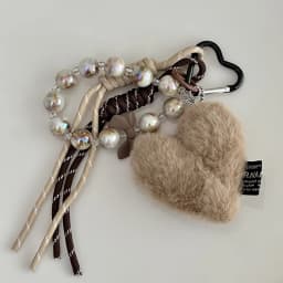 Fashion Fluffy Heart Keychain Braided Rope Bag Pendant Keyring Pendant Simple All-matching Bag Decoration Accessories