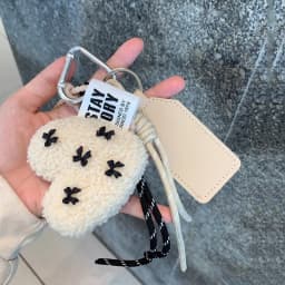 Fashion Fluffy Heart Keychain Braided Rope Bag Pendant Keyring Pendant Simple All-matching Bag Decoration Accessories