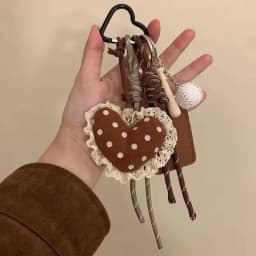 Fashion Fluffy Heart Keychain Braided Rope Bag Pendant Keyring Pendant Simple All-matching Bag Decoration Accessories