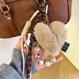 Fashion Fluffy Heart Keychain Braided Rope Bag Pendant Keyring Pendant Simple All-matching Bag Decoration Accessories