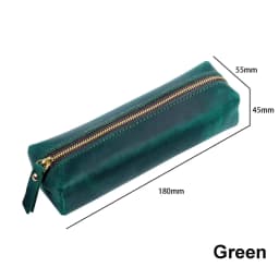 AIGUONIU Vintage Leather Pencil Bag Simple Stationery Hoder Pen Case Storage Bag Zipper Pencil Pouch Glasses Box School Supplies