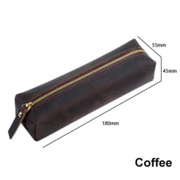 AIGUONIU Vintage Leather Pencil Bag Simple Stationery Hoder Pen Case Storage Bag Zipper Pencil Pouch Glasses Box School Supplies