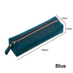 AIGUONIU Vintage Leather Pencil Bag Simple Stationery Hoder Pen Case Storage Bag Zipper Pencil Pouch Glasses Box School Supplies