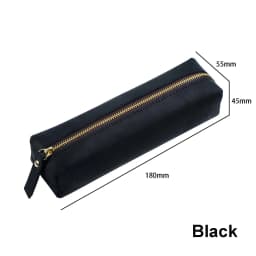 AIGUONIU Vintage Leather Pencil Bag Simple Stationery Hoder Pen Case Storage Bag Zipper Pencil Pouch Glasses Box School Supplies
