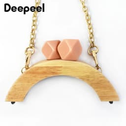 1/2Pcs Deepeel 14cm Wooden Purse Handle Colored Beads Mini DIY Bag Frame Kiss Women Handbag Closure Clasp Handmade Accessories