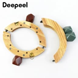 1/2Pcs Deepeel 14cm Wooden Purse Handle Colored Beads Mini DIY Bag Frame Kiss Women Handbag Closure Clasp Handmade Accessories