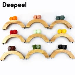 1/2Pcs Deepeel 14cm Wooden Purse Handle Colored Beads Mini DIY Bag Frame Kiss Women Handbag Closure Clasp Handmade Accessories