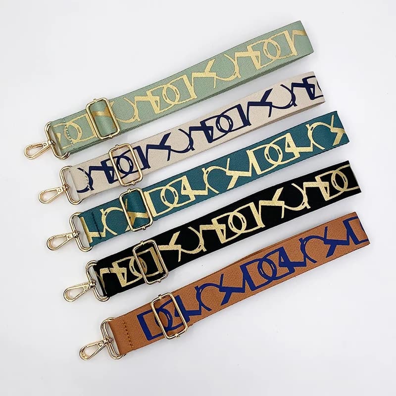 Women's Bag Strap Wide Colored Letter Nylon Adjustable Belt Handbag Crossbody Shoulder Bag Accessories Replacement Long Belt