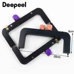 1Pc 20cm Purse Frame Lock Wooden Handle Women Wallet Handbag Frames Clip Wood Closure Brackets Black Handles DIY Bag Accessories