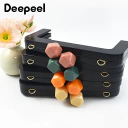 1Pc 20cm Purse Frame Lock Wooden Handle Women Wallet Handbag Frames Clip Wood Closure Brackets Black Handles DIY Bag Accessories