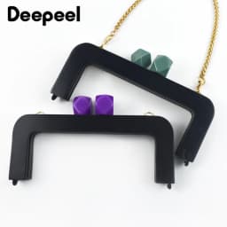 1Pc 20cm Purse Frame Lock Wooden Handle Women Wallet Handbag Frames Clip Wood Closure Brackets Black Handles DIY Bag Accessories