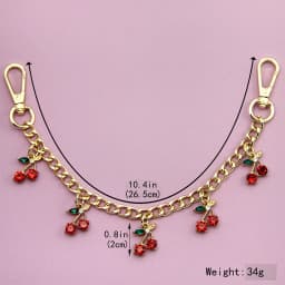 Fashion temperament glass stone red cherry chain jewelry bag hanging jewelry bag charm bag accessories