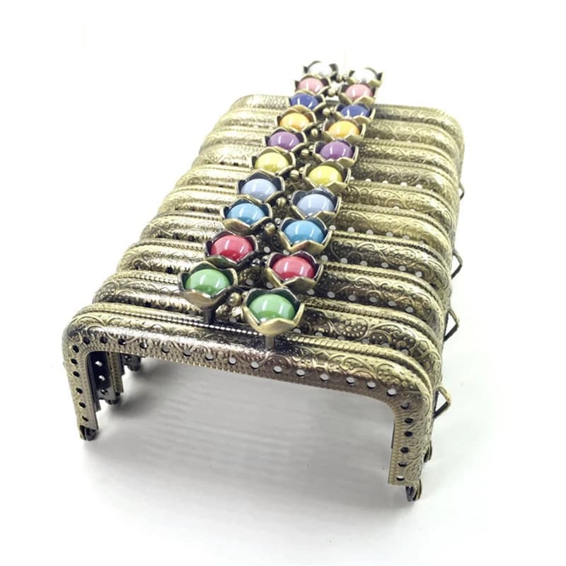 10pcs 8.5CM Lotus Head Square Purse Frame Bag Kiss Clasp Bronze Metal Coining Pattern DIY Bag Sewing Accessories