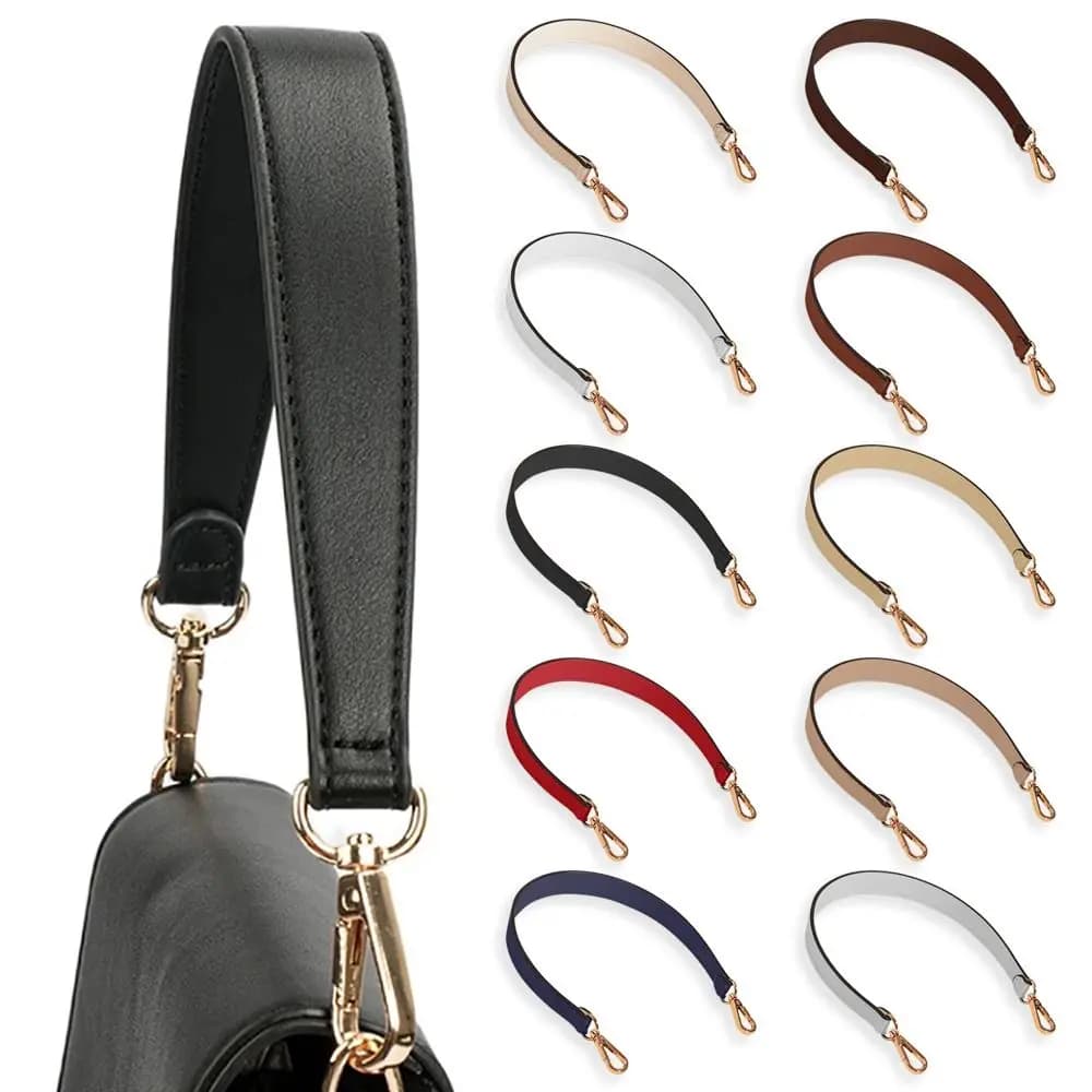10 Colors PU Leather Bag Strap Handbags Handles For Handbag Short Bag Strap Purse Strap Golden Buckle Replacement Bag Belt Band