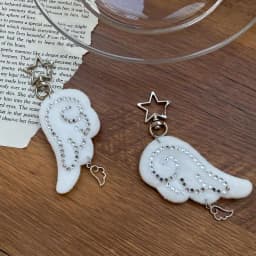 INS Style Retro Fabric Star Chain Wing Pendant Keychain Y2K Angel Mobile Phone Chain Bags Ornament Decoration Accessories Gifts
