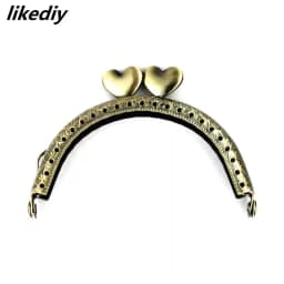 10 Pcs/Lot Antique Bronze Semicircle Metal Purse Frame Heart Kiss Clasp Handle For Bag Accessory