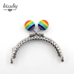 KISSDIY 10PCS 8.5CM Stripe Lollipop Bead Metal Purse Frame Bright And Glossy Silver Semicircle Bags Kiss Clasp Accessory