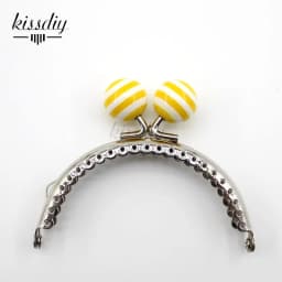 KISSDIY 10PCS 8.5CM Stripe Lollipop Bead Metal Purse Frame Bright And Glossy Silver Semicircle Bags Kiss Clasp Accessory
