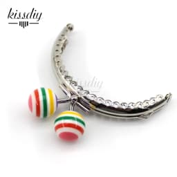KISSDIY 10PCS 8.5CM Stripe Lollipop Bead Metal Purse Frame Bright And Glossy Silver Semicircle Bags Kiss Clasp Accessory
