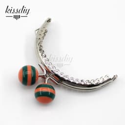 KISSDIY 10PCS 8.5CM Stripe Lollipop Bead Metal Purse Frame Bright And Glossy Silver Semicircle Bags Kiss Clasp Accessory