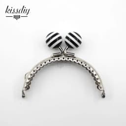 KISSDIY 10PCS 8.5CM Stripe Lollipop Bead Metal Purse Frame Bright And Glossy Silver Semicircle Bags Kiss Clasp Accessory