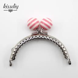 KISSDIY 10PCS 8.5CM Stripe Lollipop Bead Metal Purse Frame Bright And Glossy Silver Semicircle Bags Kiss Clasp Accessory