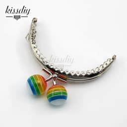 KISSDIY 10PCS 8.5CM Stripe Lollipop Bead Metal Purse Frame Bright And Glossy Silver Semicircle Bags Kiss Clasp Accessory