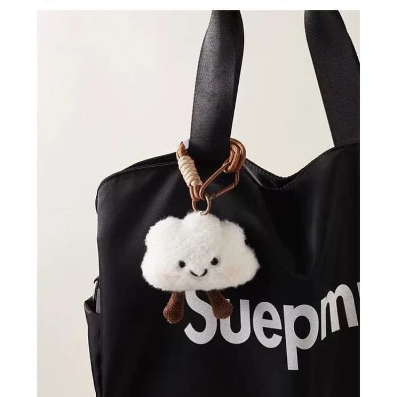 Cute Cloud Hand Rope Plush Pendant for Girls Smiling Heart Keychain Bag Decoration Soft Toy Car Accessory