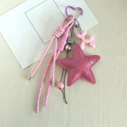 Fashion Starfish Keychain Cute Balloon Dog Leather Charm Women Maximalist Bag Ornaments Accessories Braided Rope Keyring