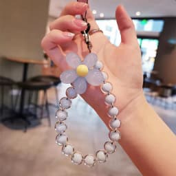 Phone Anti-lost Lanyard Key Short Wrist Pendant Colorful Macaron Round Bead Pendant Women's Hand-held Chain Mobile Phone Lanyard